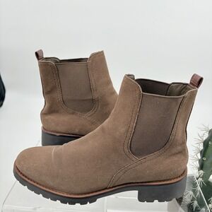 Women's sz 7.5 M Sam Edelman Jaclyn Waterproof Suede Chelsea Boots Taupe‎